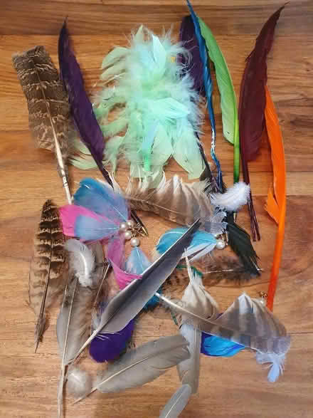Photo of free Assorted craft bits - Feathers Ribbons Tape Pipe-cleaners (Hungerford RG17) #2