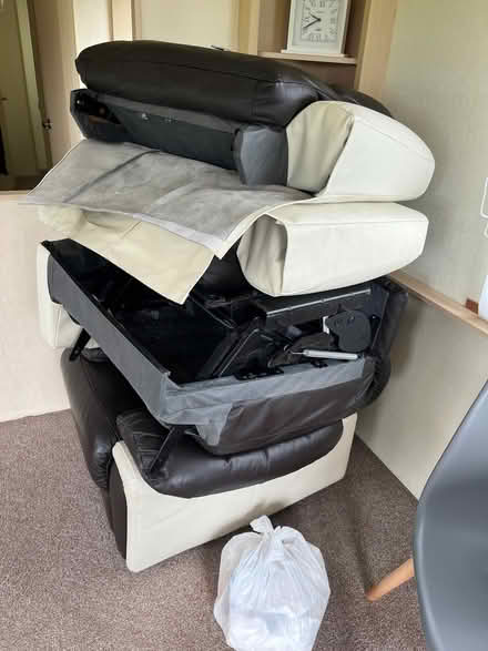 Photo of free Brown and white 2 seat recliner sofa (Machynlleth SY20) #4