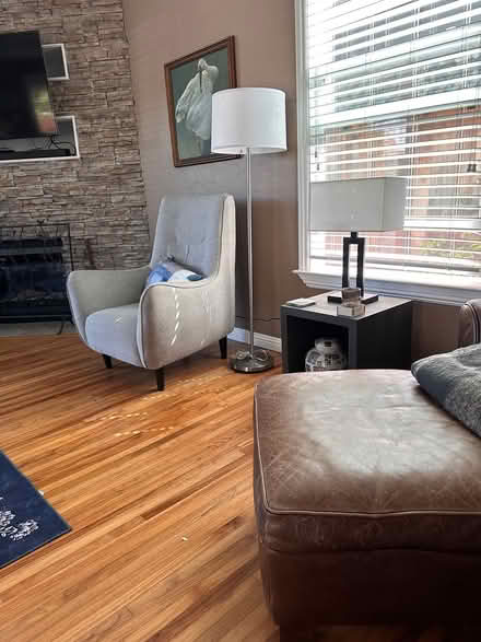 Photo of free Tall silver floor lamp (Roosevelt) #1