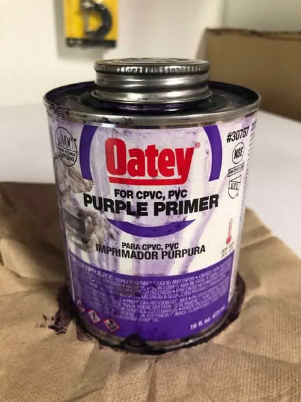 Photo of EMPTY can: Oatey PVC purple primer (Scotts Valley by Vine Hill Rd.) #1