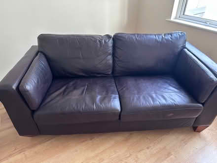 Photo of free Brown leather sofa (Purton) #1