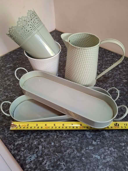 Photo of free Metal plant pots, jug, and trays. (Penrith CA11) #1