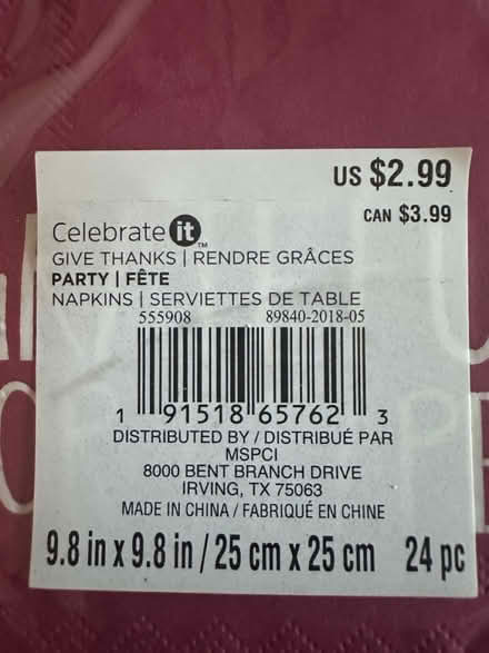 Photo of free Cocktail napkins (Burlington) #2