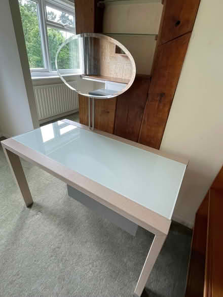 Photo of free Modern glass topped dressing table with mirror (Bosham PO18) #4