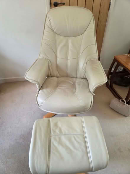 Photo of free Leather Recliner Chair & Stool (Steel Cross TN6) #1