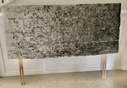 Photo of free double bed headboard grey velvet (Aigburth L17) #1