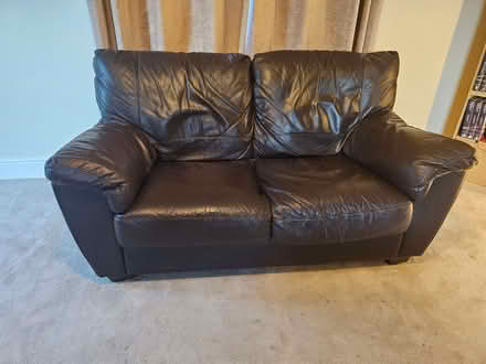 Photo of free Brown leather sofa (Watchfield SN6) #2