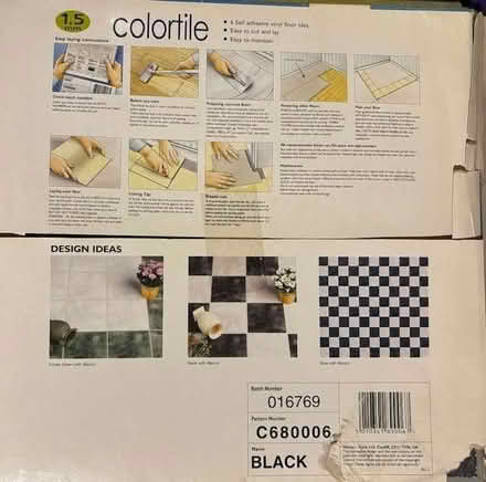 Photo of free Black vinyl floor tiles (2 packs of 6 each available) (Downs Barn MK14) #2
