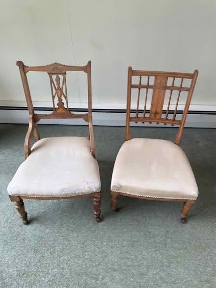 Photo of free Mismatched pair antique little low chairs (Bosham PO18) #1