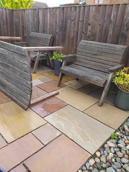 Photo of free Wooden garden table and seats (La13 Roose) #1