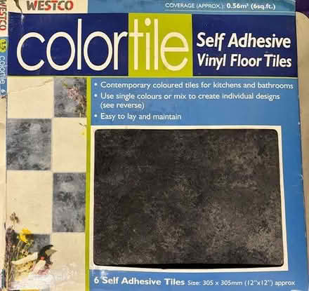 Photo of free Black vinyl floor tiles (2 packs of 6 each available) (Downs Barn MK14) #1