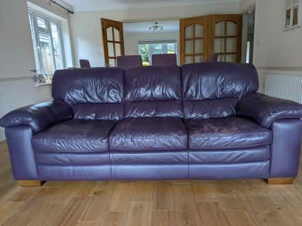 Photo of free Purple leather High quality 3 Seater sofa (Broomfield ME17) #2