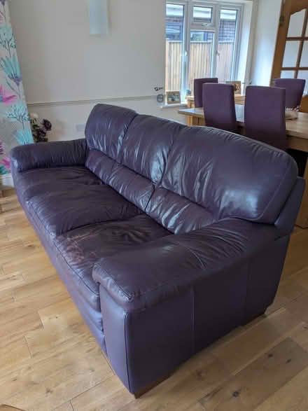 Photo of free Purple leather High quality 3 Seater sofa (Broomfield ME17) #1