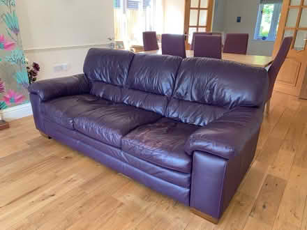 Photo of free Decent high quality genuine leather three seater sofa (Broomfield ME17) #3