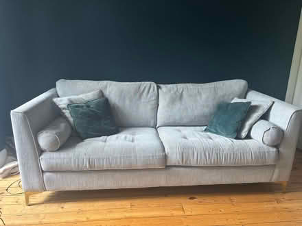 Photo of free Grey and emerald green sofa, snuggle chair and armchair (Solihull B91) #1