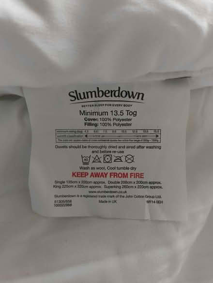 Photo of free King size duvet 13.5 tog used ince (Barnoldswick BB18) #1