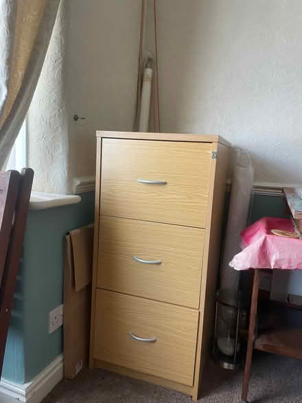 Photo of free 3 drawer wooden filing cabinet (Orrell Post WN5) #1