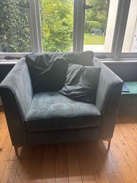 Photo of free Grey and emerald green sofa, snuggle chair and armchair (Solihull B91) #3