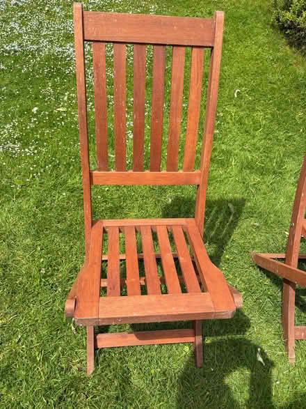Photo of free 2 strong wooden garden chairs (Longbarn WA2) #2