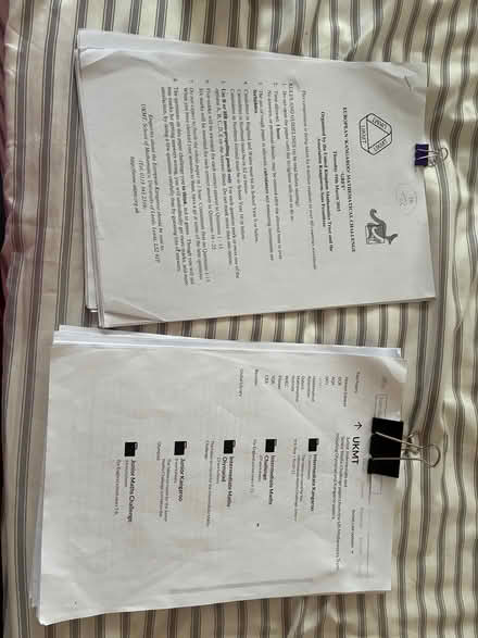 Photo of free UKMT junior maths challenge papers (Amersham HP7) #1