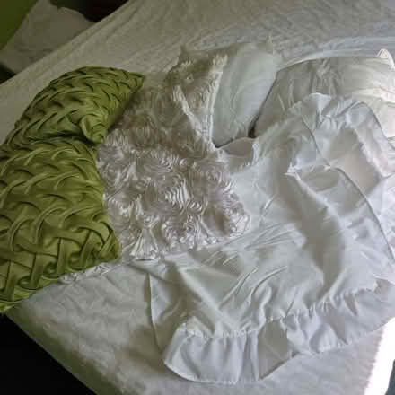 Photo of free 2 small bed cushion pads , 2 sets covers and 2 green bed c (Clive Vale TN35) #1