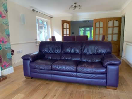 Photo of free Purple leather High quality 3 Seater sofa (Broomfield ME17) #1