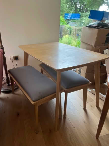 Photo of free Extending dining table and two bench seats (Calverley LS28) #1