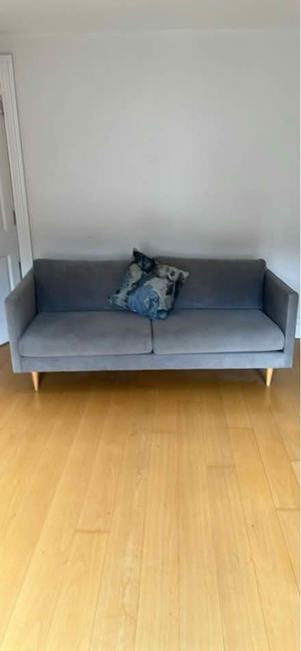 Photo of free Two seater grey couch. Pick up with van. Hardly used. (Leeds LS1) #2