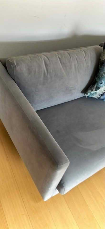 Photo of free Two seater grey couch. Pick up with van. Hardly used. (Leeds LS1) #3