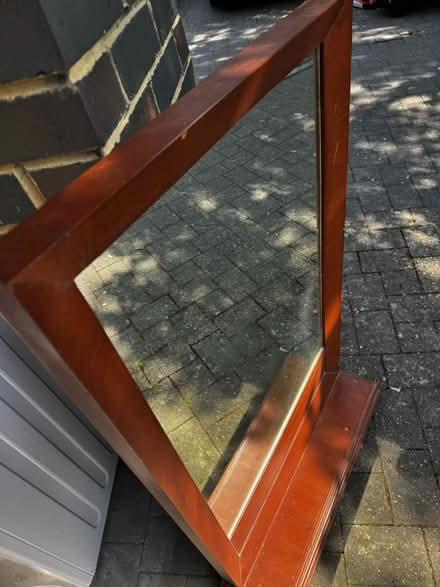 Photo of free Mirror with wooden frame and shelf (Purley) #3