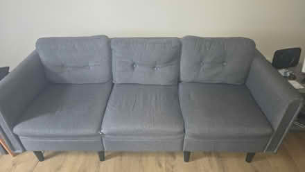 Photo of free Grey 3 seater sofa and foot stool (Morley LS27) #1