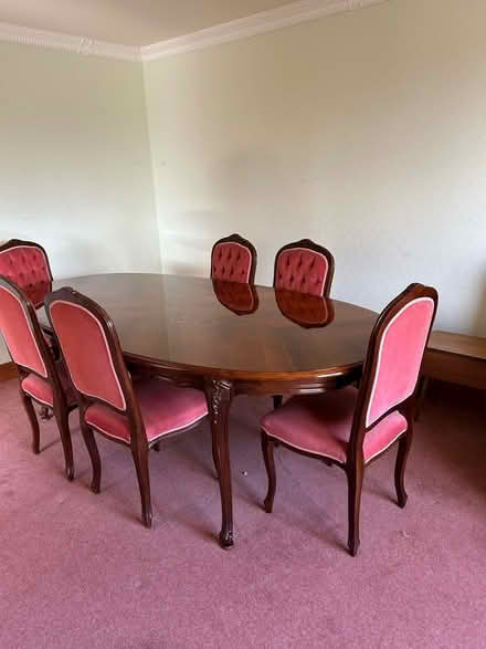 Photo of free 6 - 8 seat Italian style inlay dining table and chairs (Blairgowrie PH10) #2