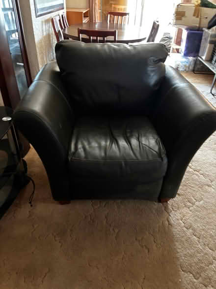 Photo of free Brown leather 3 piece suite (Rochford SS4) #2