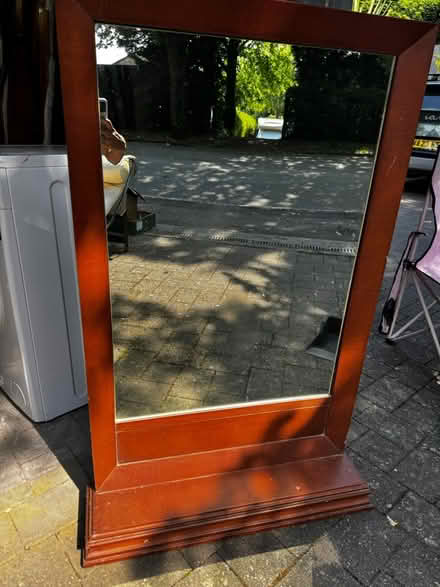 Photo of free Mirror with wooden frame and shelf (Purley) #1