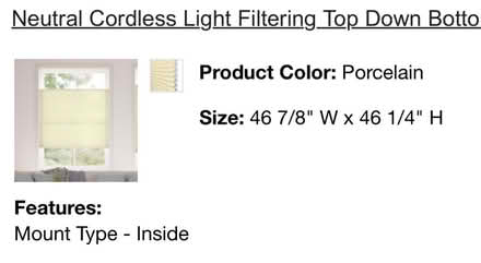 Photo of free 2 Cordless Shades (Rockridge) #1