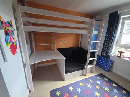 Photo of free High sleeper with desk, shelves and chair (Fairmilehead EH10) #1