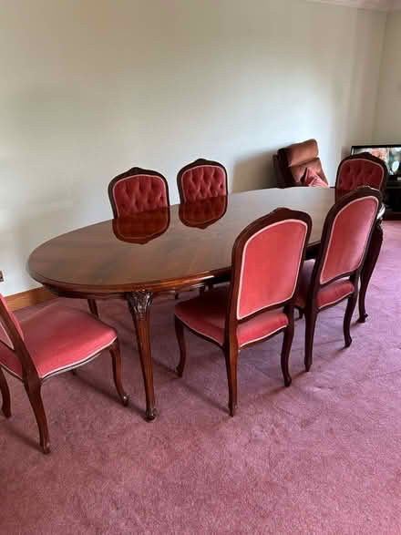 Photo of free 6 - 8 seat Italian style inlay dining table and chairs (Blairgowrie PH10) #1