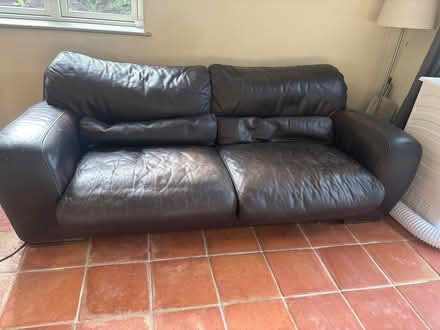 Photo of free 3 seater brown leather sofa (Bray SL6) #1