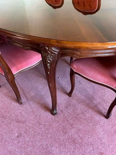 Photo of free 6 - 8 seat Italian style inlay dining table and chairs (Blairgowrie PH10) #3