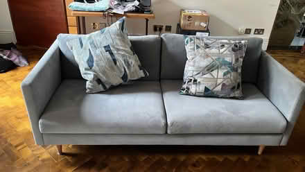 Photo of free Two seater grey couch. Pick up with van. Hardly used. (Leeds LS1) #1