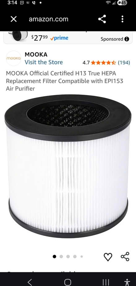 Photo of free Mooka EP1153 Air Cleaner Req Filter (Fern Park) #3