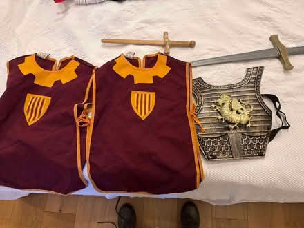 Photo of free Knights tops and a sword (plastic) (Hampstead, mw3) #1