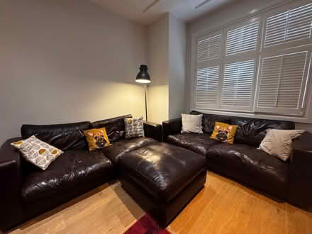 Photo of free Leather sofa set in dark brown (East Sheen SW14) #1