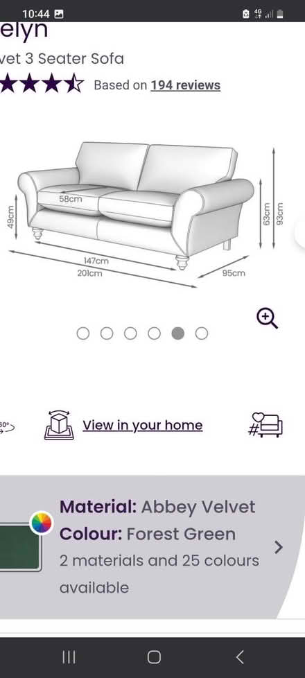 Photo of free DFS 3 Seater Evelyn Velvet Sofa (Southgate RH11) #2