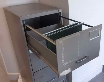 Photo of free Metal 4-drawer grey foolscap filing cabinet 47 x 62 x 132cm (South Ham RG22) #2
