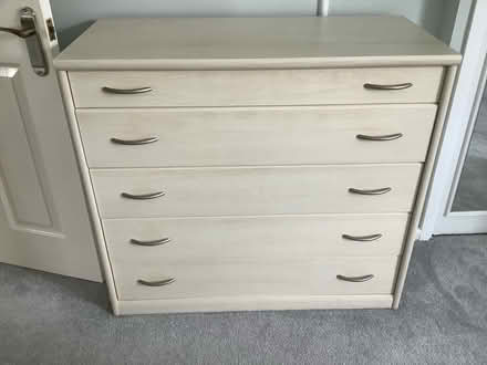 Photo of free Cream chest of five drawers (Creekmoor) #1