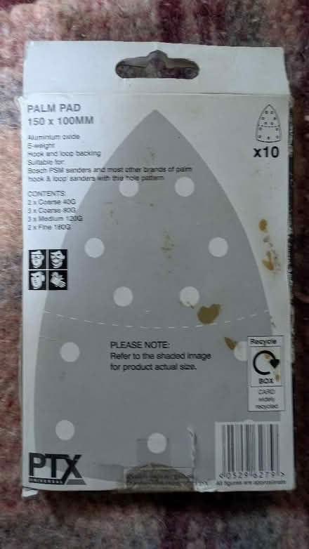 Photo of free 10x PTX Palm Sander Pads (150x100mm, Mixed Grits) [BL2] (Hall i' th' Wood BL2) #2