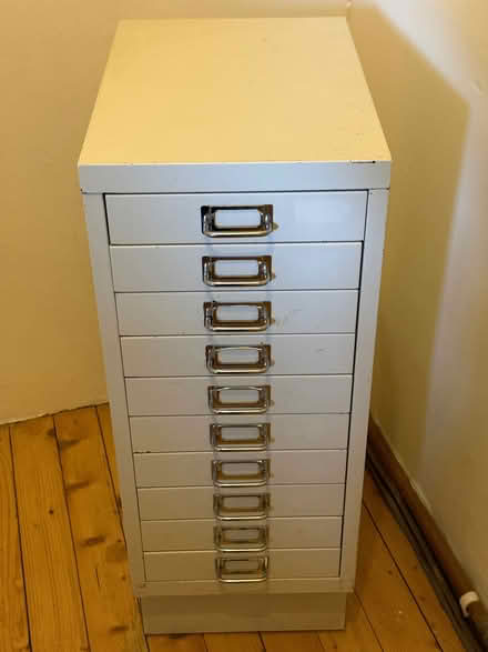 Photo of free Small white metal filing cabinet (Juniper Green EH14) #1