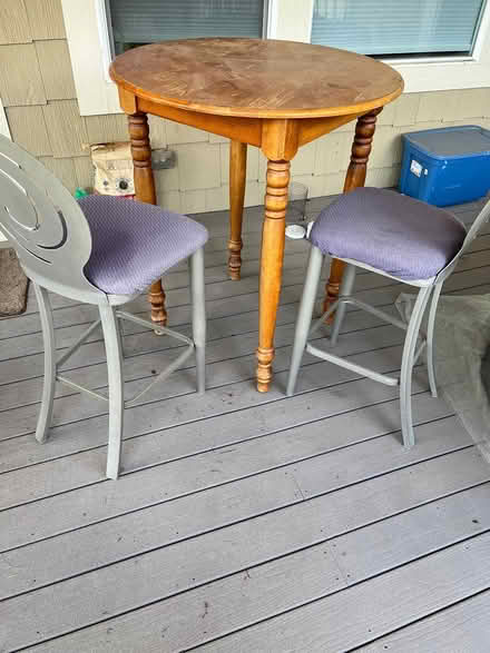 Photo of free Tall wood table with 4 chairs (10437 Isle St, Parker, 80134) #2