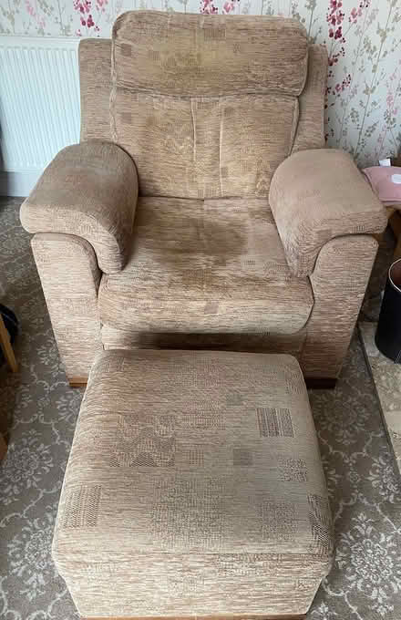 Photo of free Ponsfords beige settee sofa & chair (Beauchief S8) #4